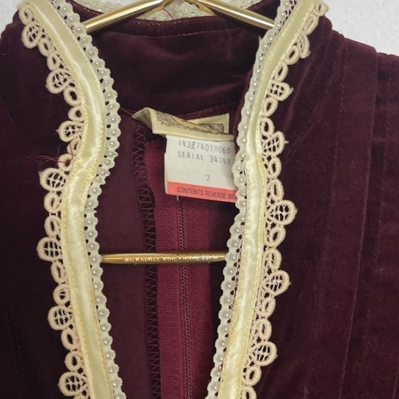 Gunne Sax dress midi vintage velvet sz 7 puff long sleeve burgundy 1970’s - Picture 5 of 11